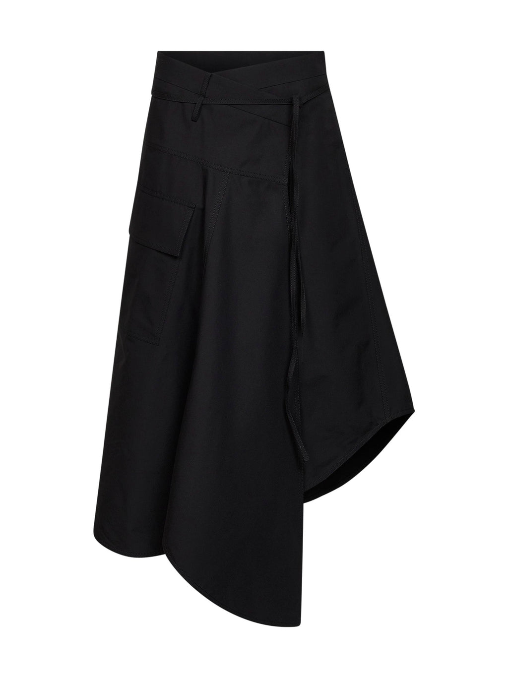 Bottega Veneta Women Black Compact Cotton Canvas Long Asymmetric Skirt