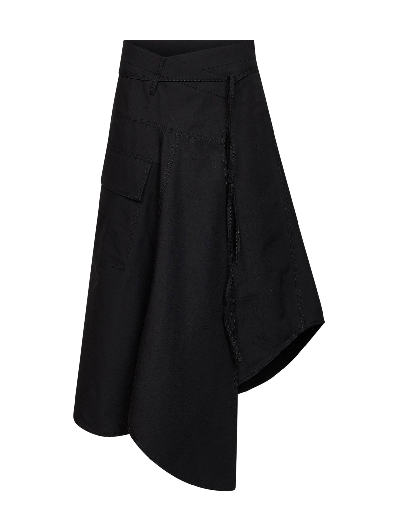 Bottega Veneta Women Black Compact Cotton Canvas Long Asymmetric Skirt