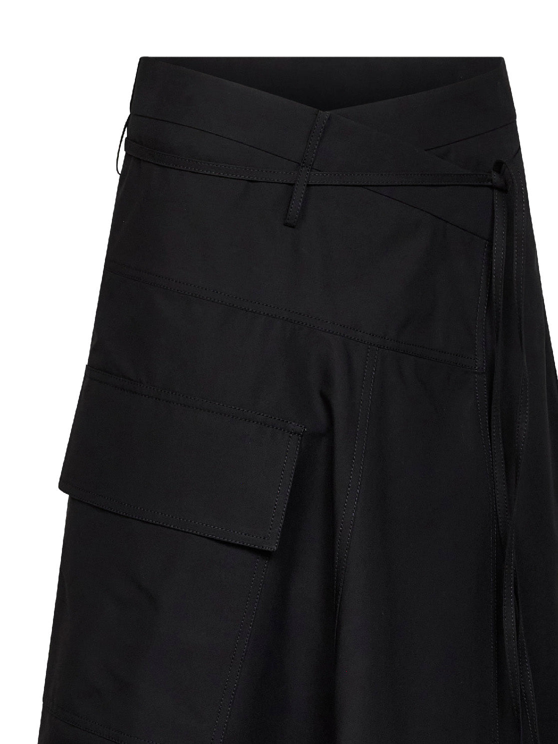Bottega Veneta Women Black Compact Cotton Canvas Long Asymmetric Skirt