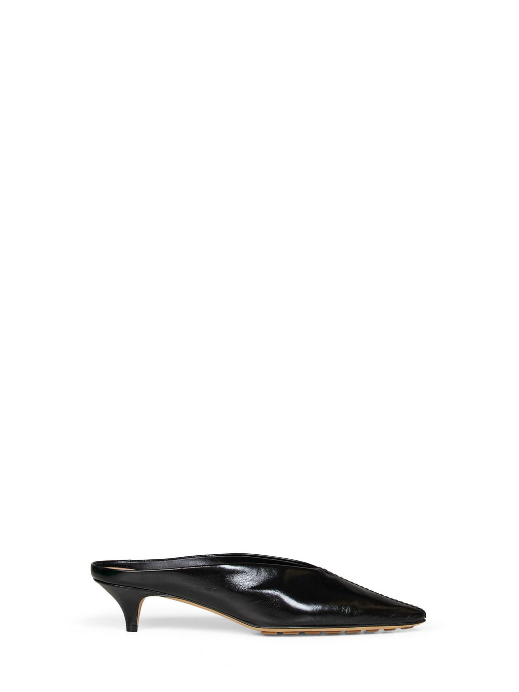 Bottega Veneta Women Black Shiny Leather Vesta Mule Pumps