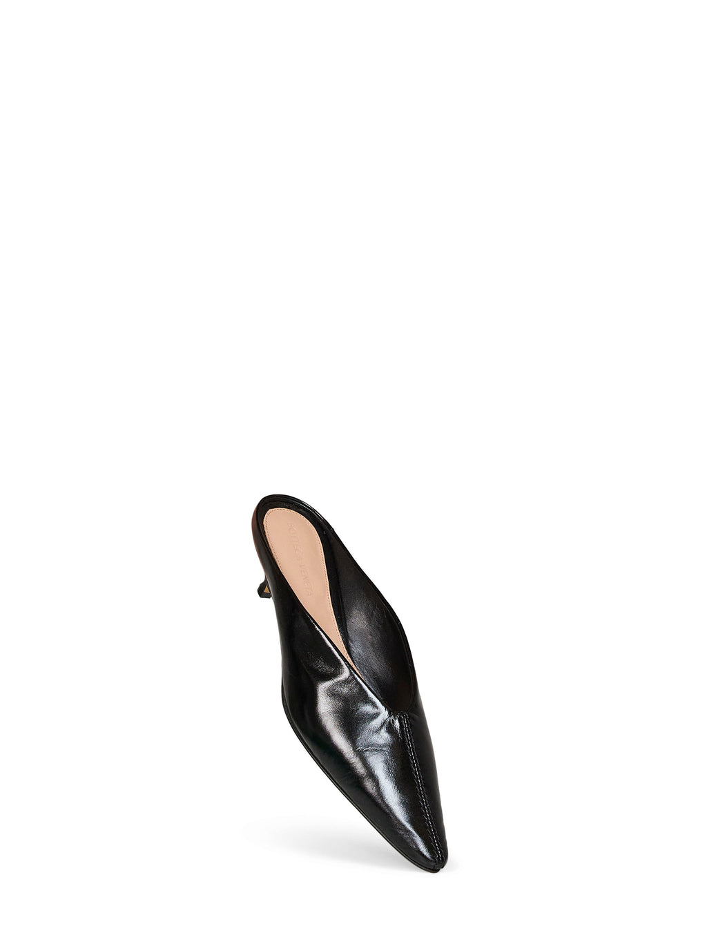 Bottega Veneta Women Black Shiny Leather Vesta Mule Pumps
