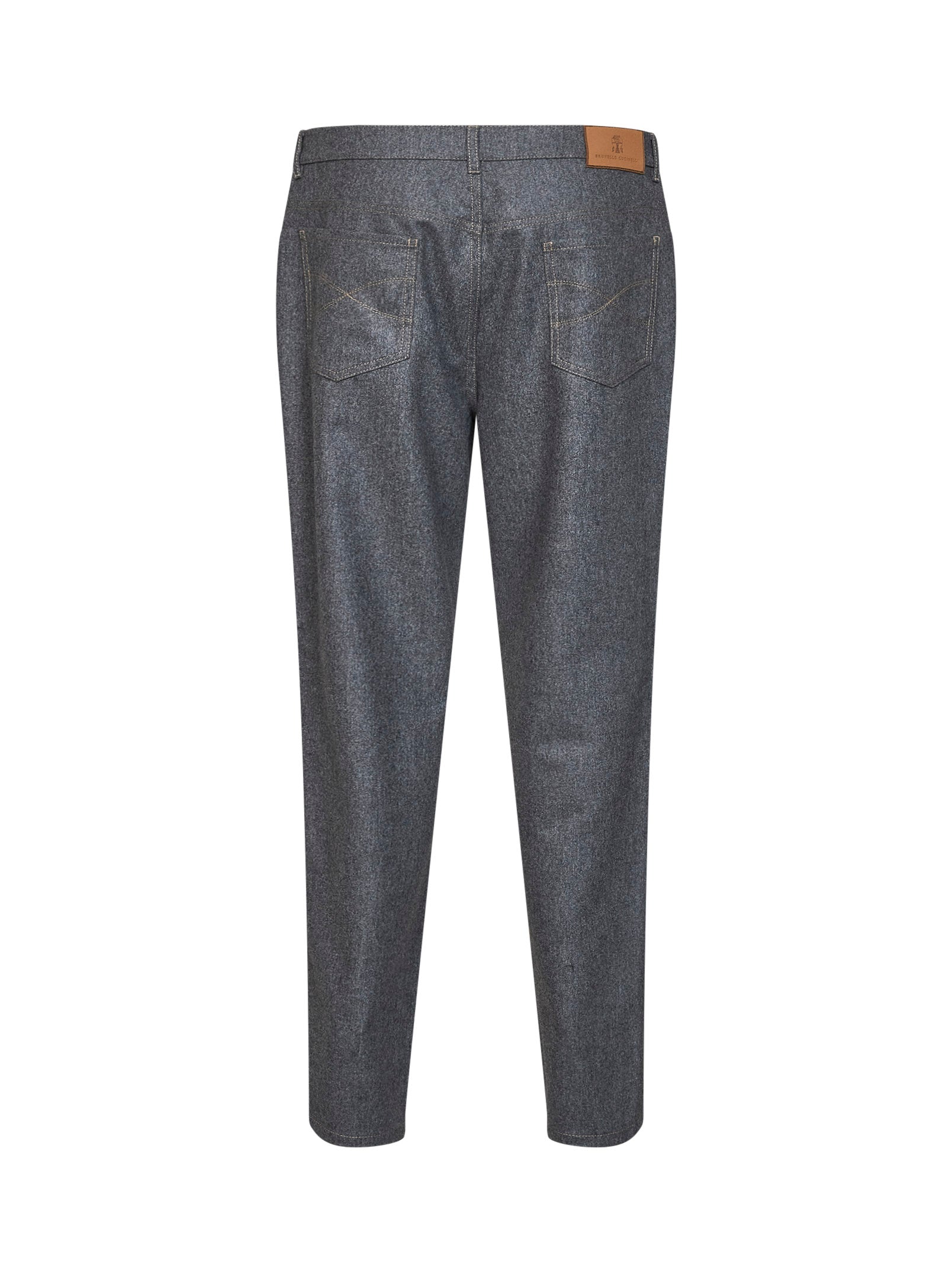 Brunello Cucinelli Men Medium Grey Virgin Wool Flannel Five-Pocket Trousers