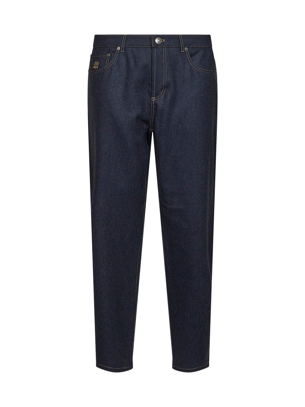 Brunello Cucinelli Men Blue Virgin Wool Flannel Five-Pocket Trousers