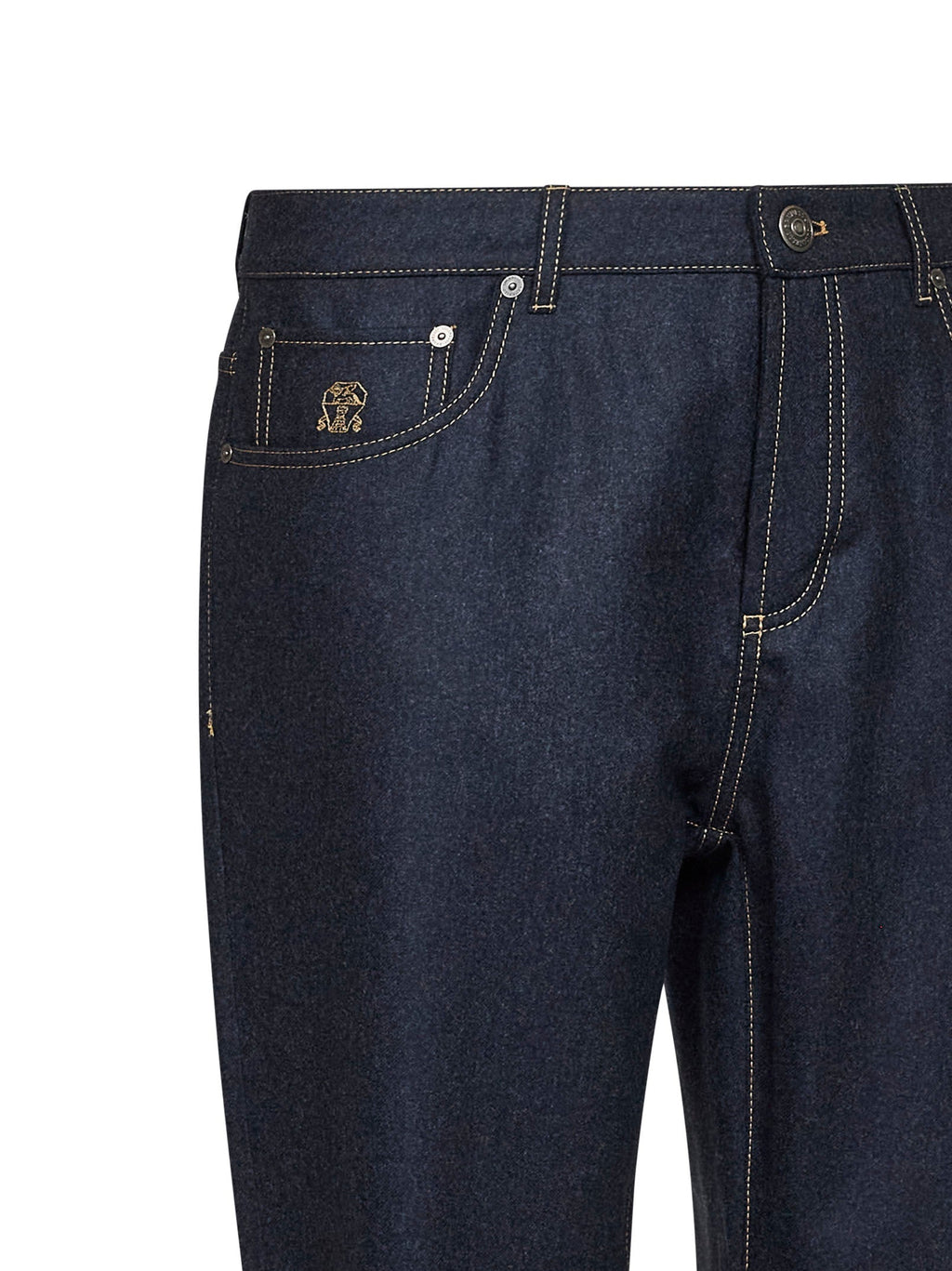 Brunello Cucinelli Men Blue Virgin Wool Flannel Five-Pocket Trousers