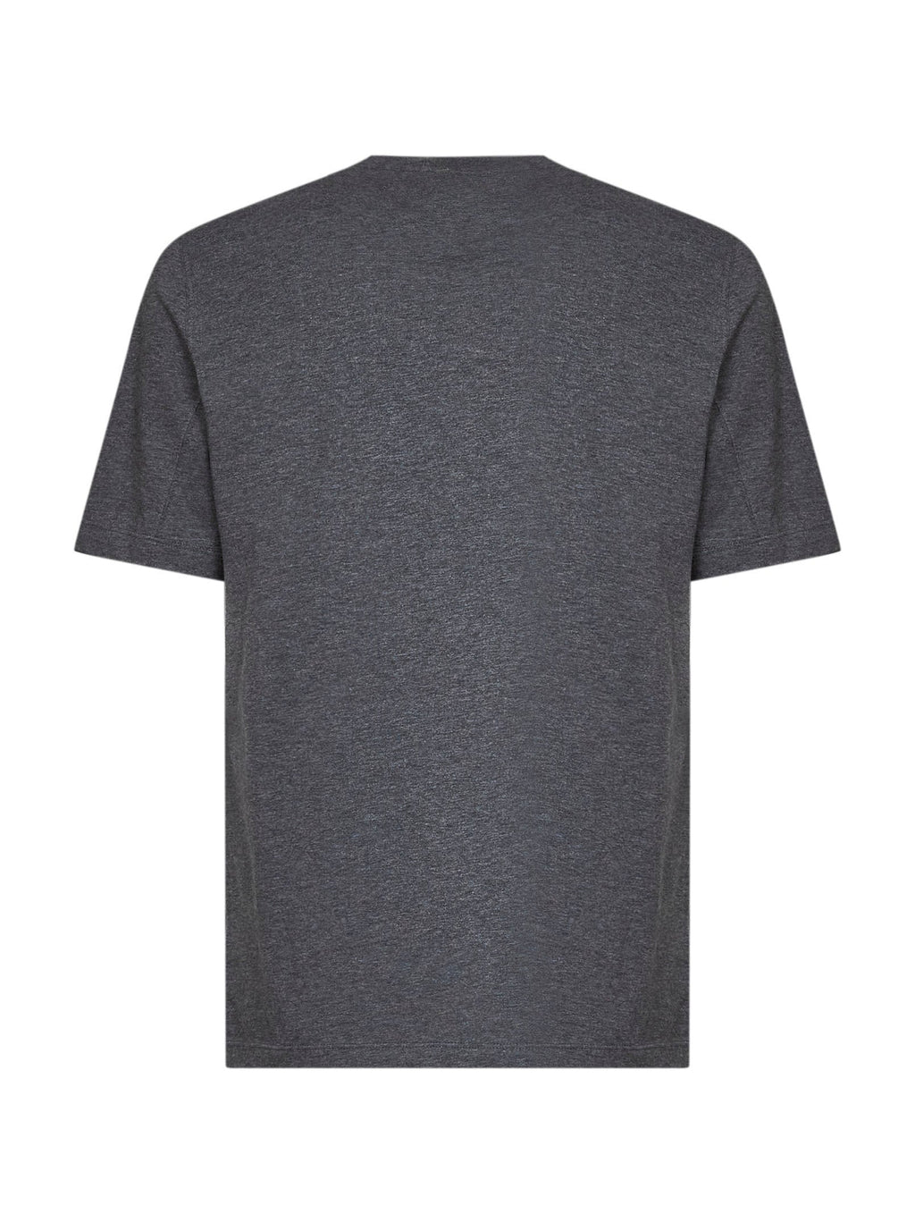 Brunello Cucinelli Men Lead Grey Cotton Jersey Logo Crewneck T-Shirt