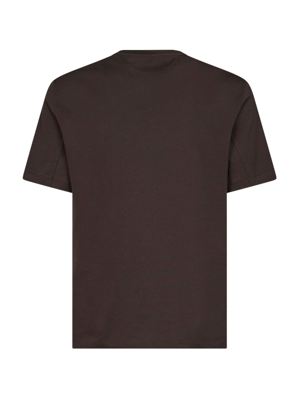Brunello Cucinelli Men Dark Brown Cotton Jersey Logo Crewneck T-Shirt