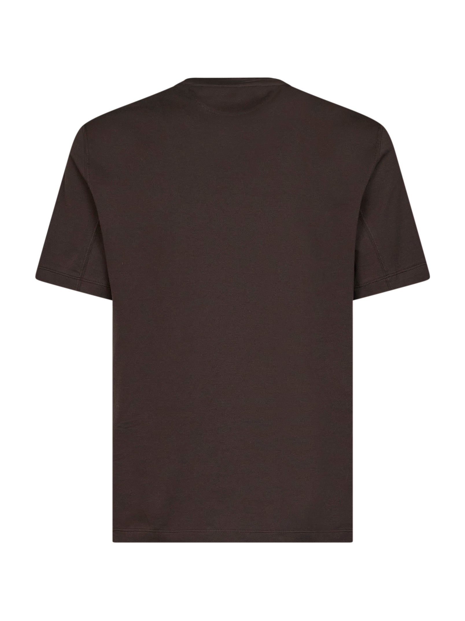 Brunello Cucinelli Men Dark Brown Cotton Jersey Logo Crewneck T-Shirt