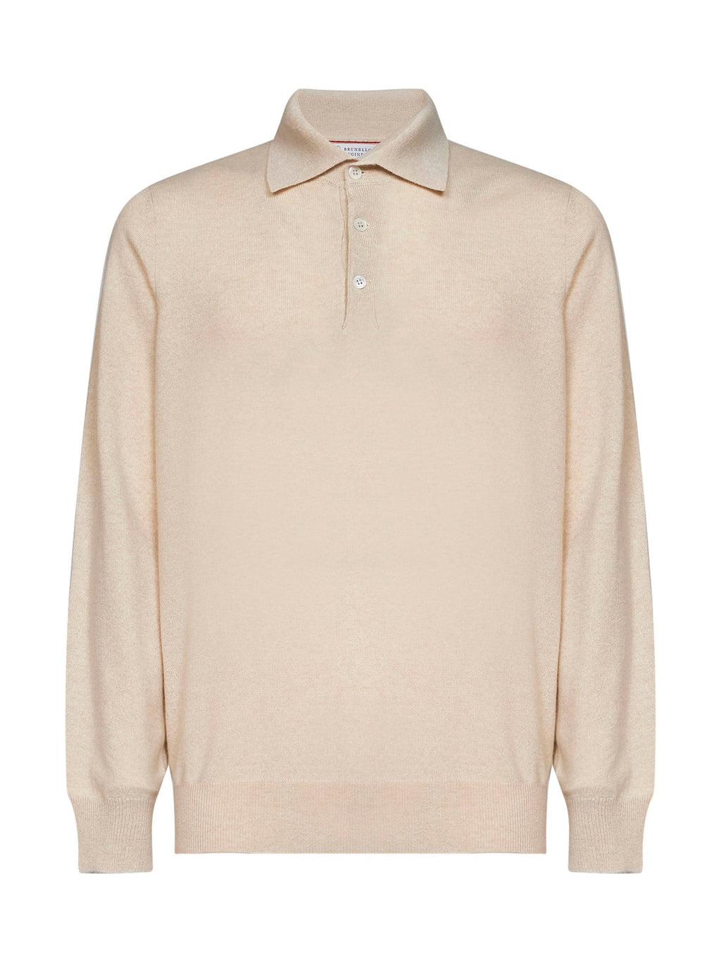 Brunello Cucinelli Men Champagne Cashmere Knit Polo Shirt