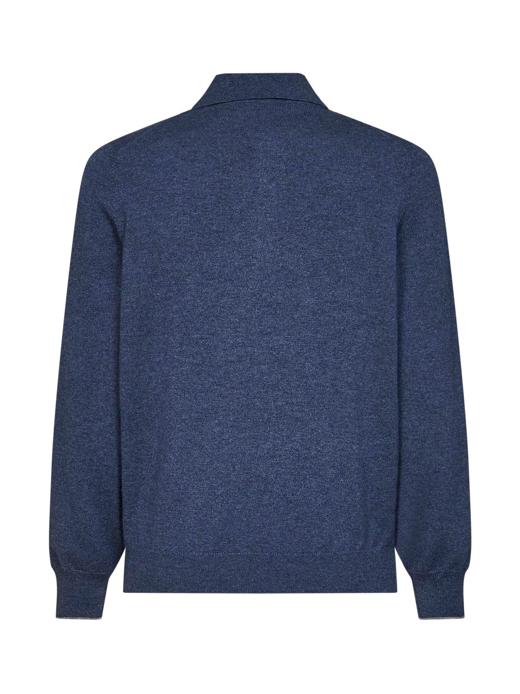 Brunello Cucinelli Men Denim Cashmere Knit Polo Shirt