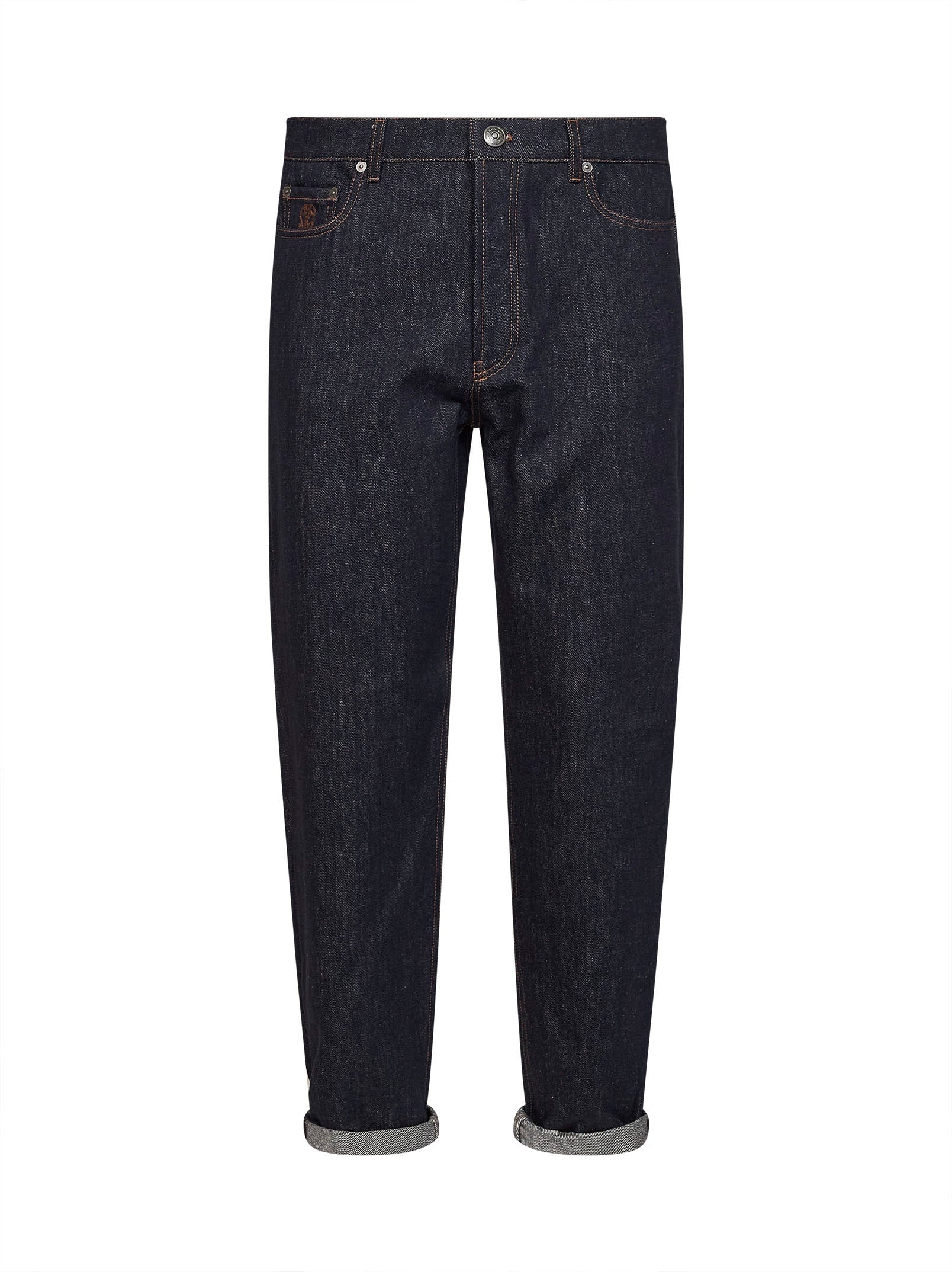 Brunello Cucinelli Men Blue Cotton Denim Iconic Fit Jeans