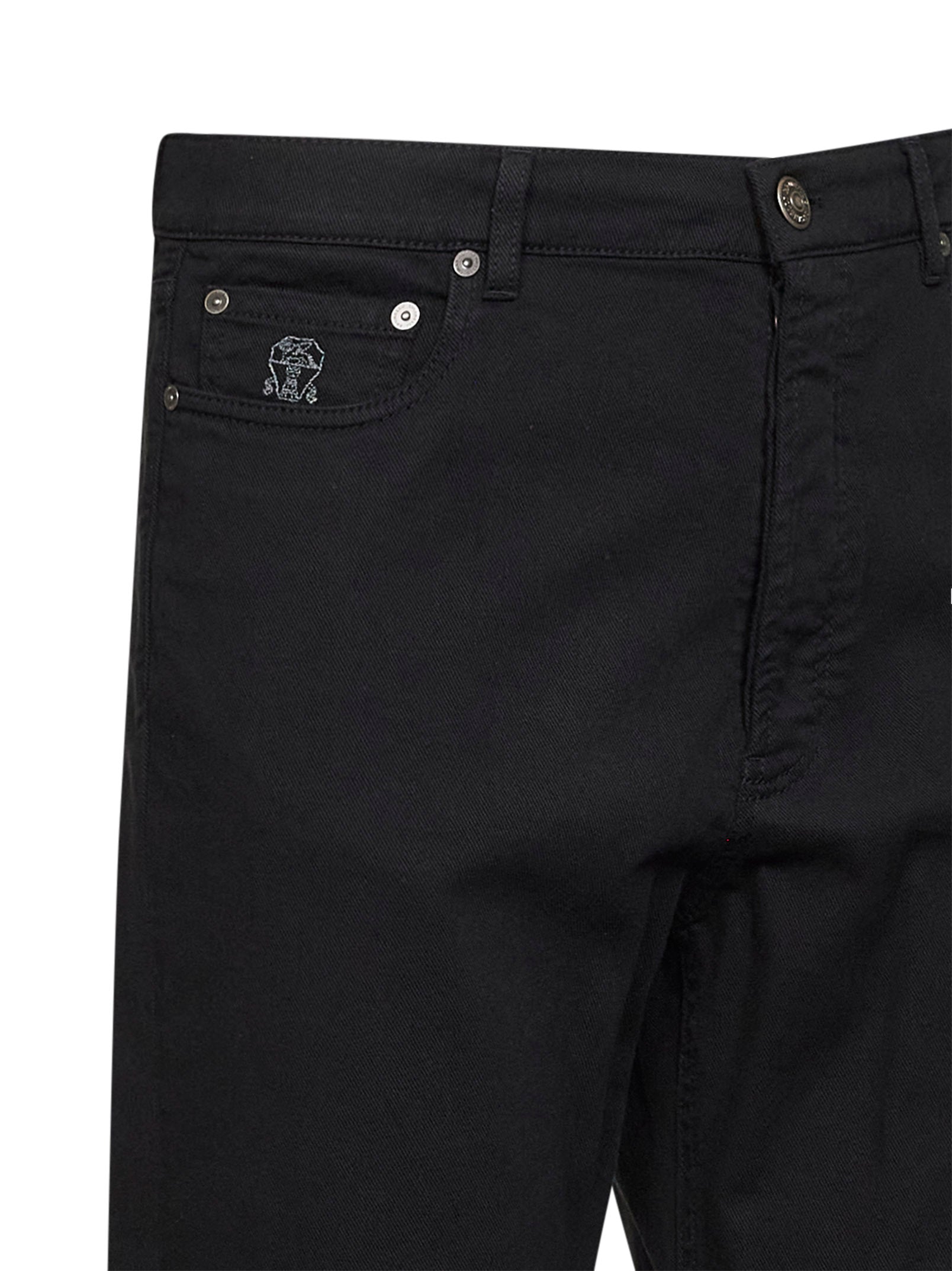 Brunello Cucinelli Men Black Garment-Dyed Lightweight Comfort Denim Iconic Fit Jeans