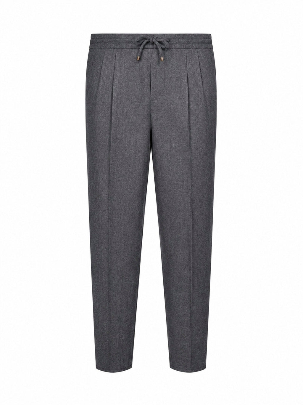 Brunello Cucinelli Men Medium Grey Virgin Wool Drawstring Trousers