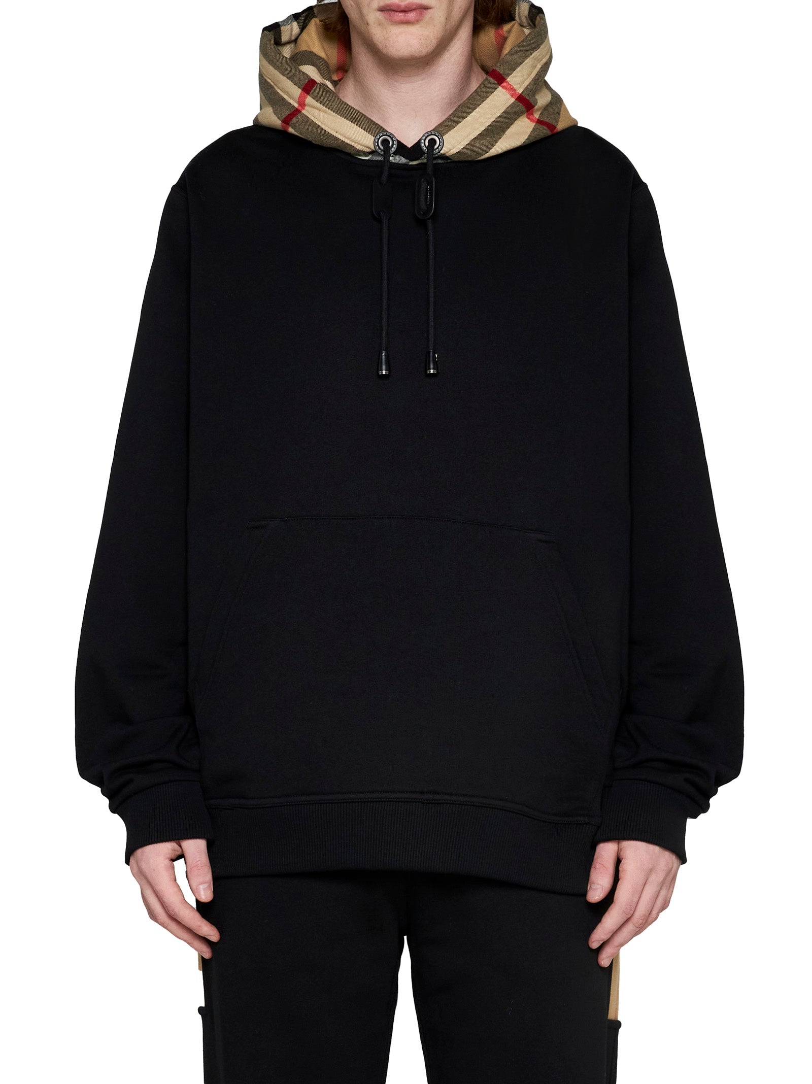 Burberry Men Checked Cotton Hoodie
