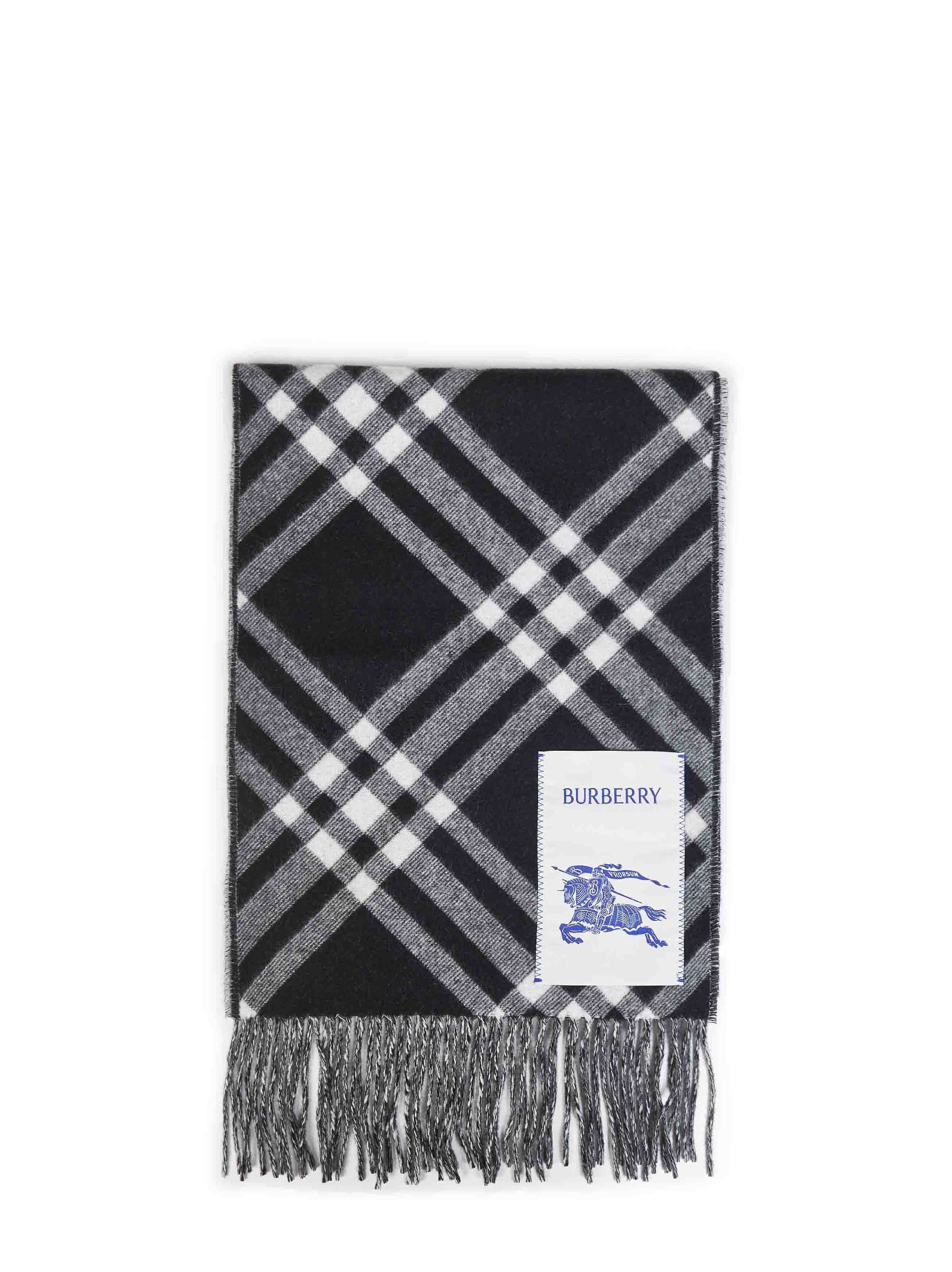 Burberry Women Black Double-Face Check Cashmere Scarf