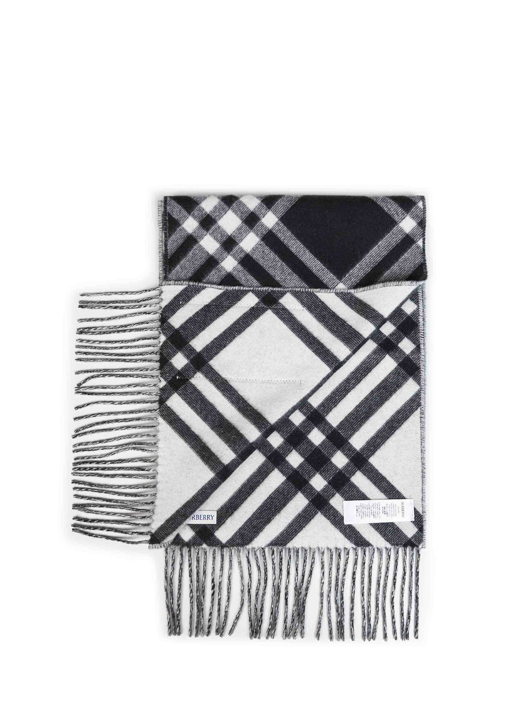 Burberry Women Black Double-Face Check Cashmere Scarf