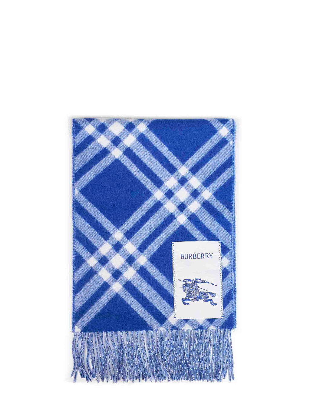 Burberry Men Knight Blue Double-Face Check Cashmere Scarf