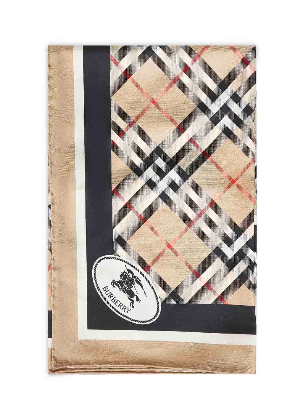 Burberry Women Sand Beige Check Silk Twill Scarf
