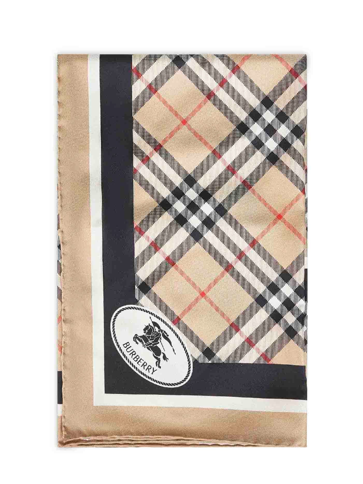 Burberry Women Sand Beige Check Silk Twill Scarf