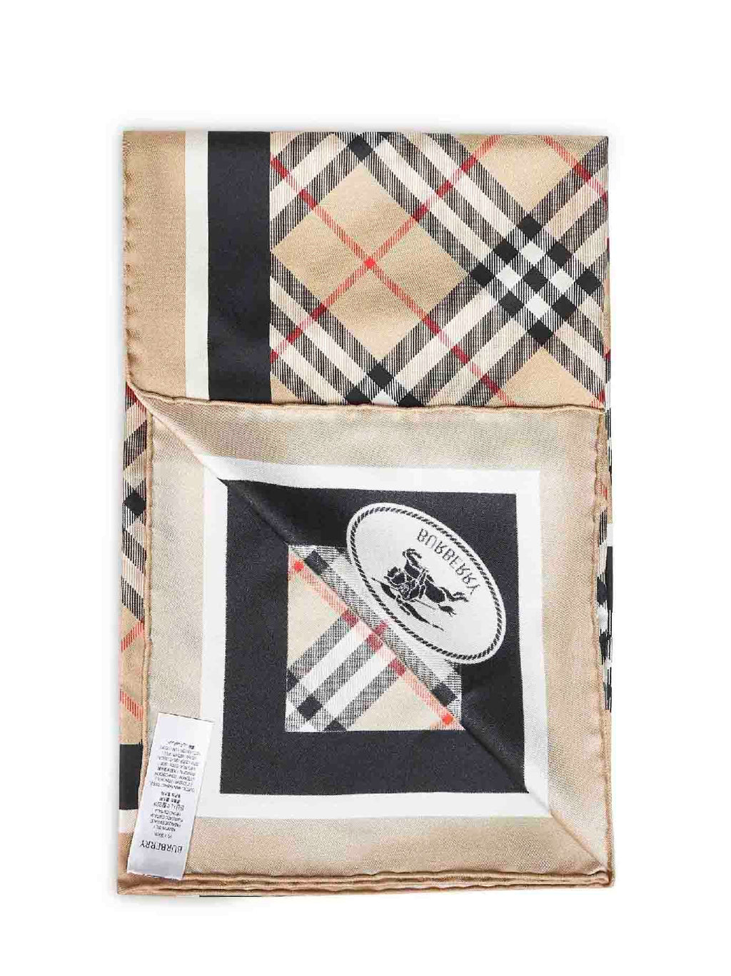 Burberry Women Sand Beige Check Silk Twill Scarf