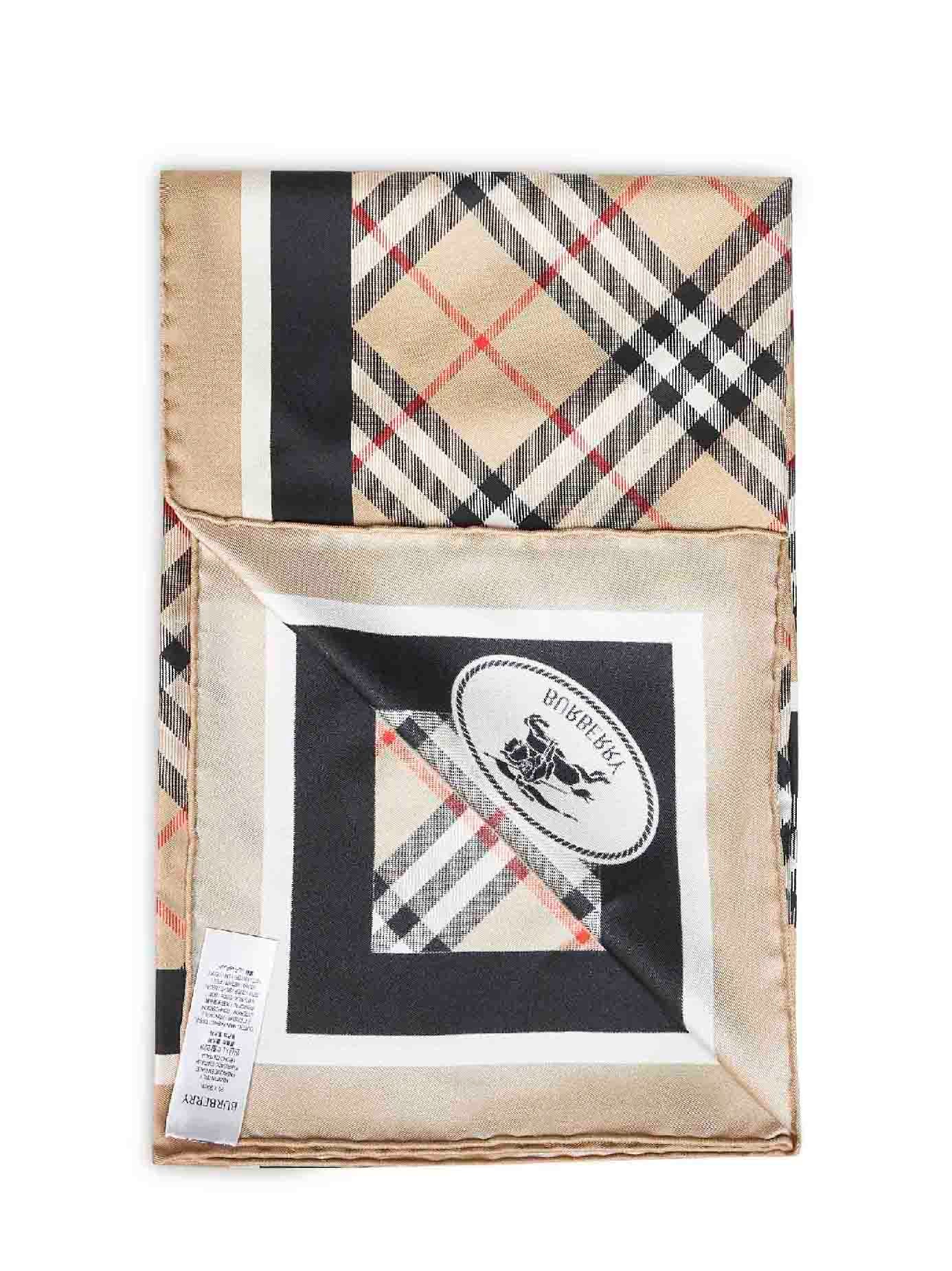 Burberry Women Sand Beige Check Silk Twill Scarf