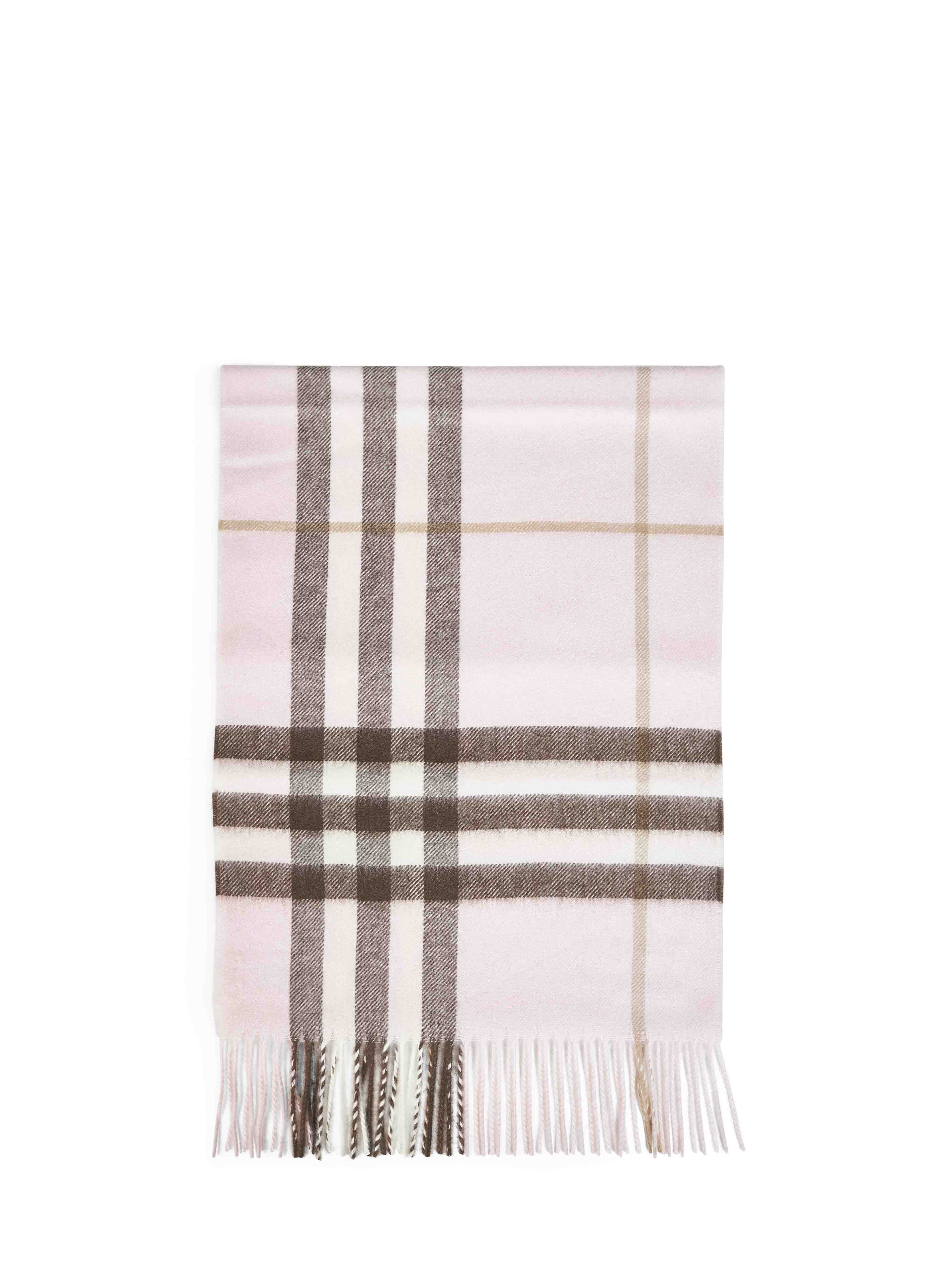 Burberry Women Bow Pink Check Cashmere Scarf