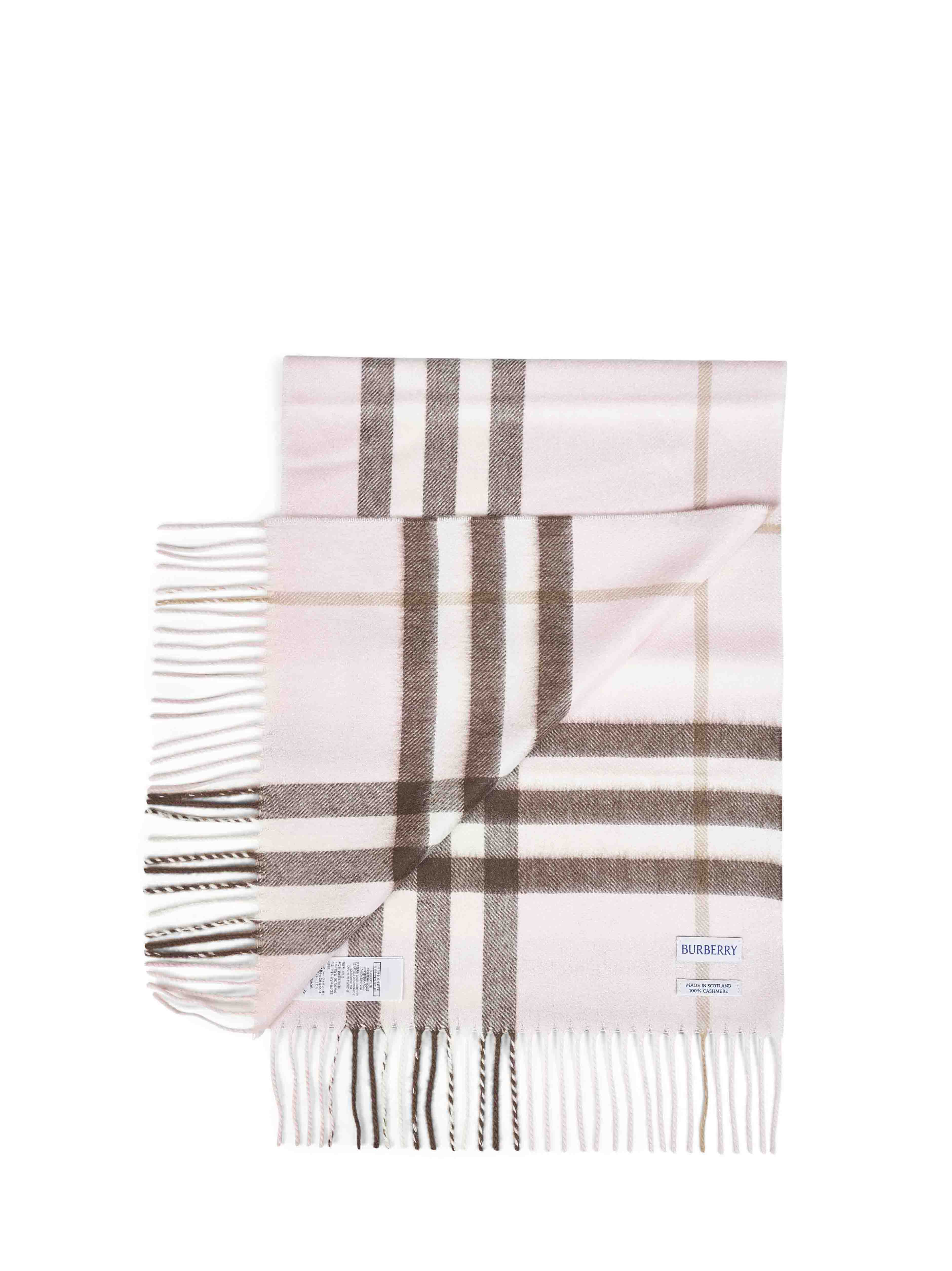 Burberry Women Bow Pink Check Cashmere Scarf