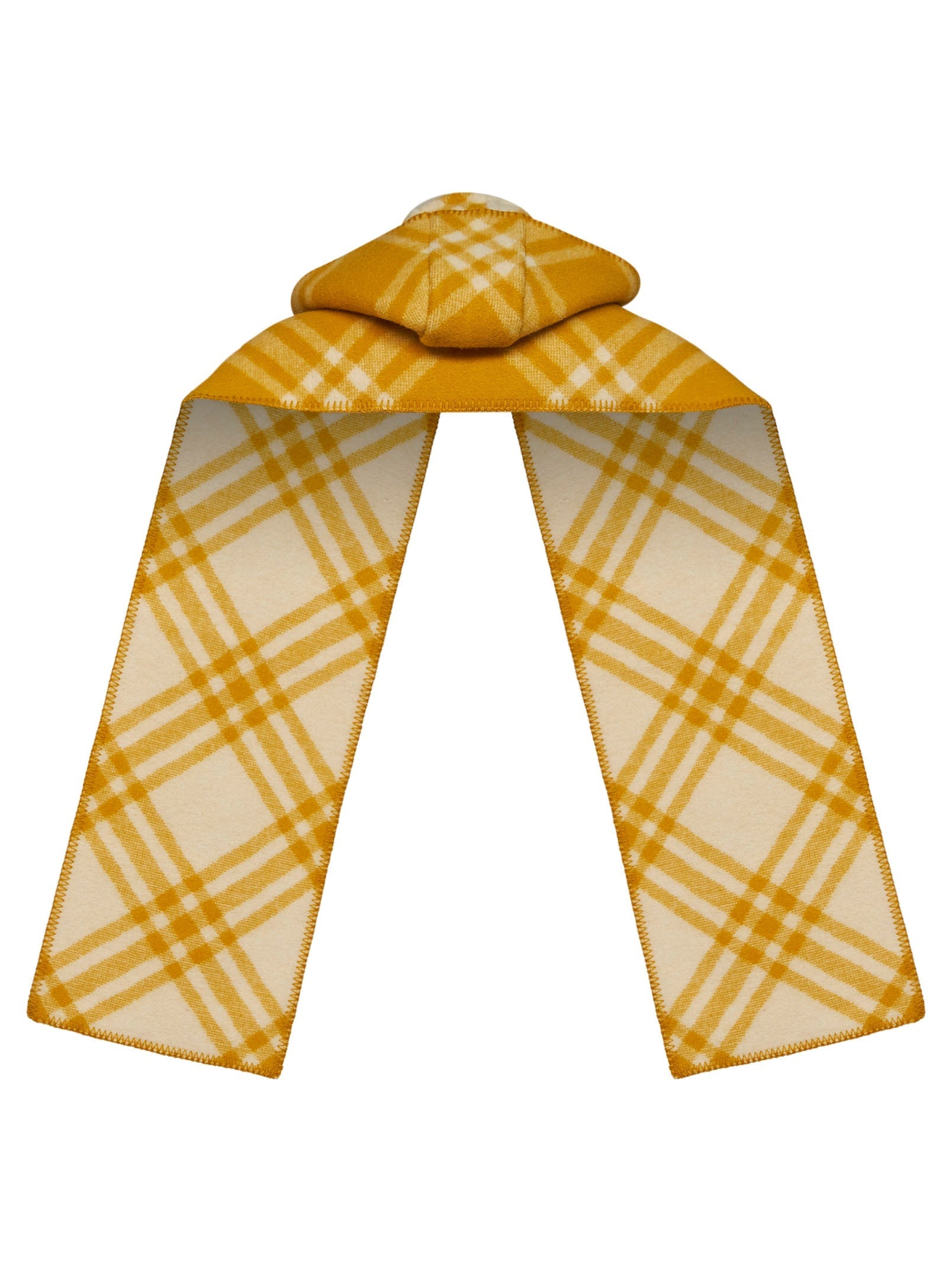 Burberry Men Pear Yellow Check Wool Hooded Scarf