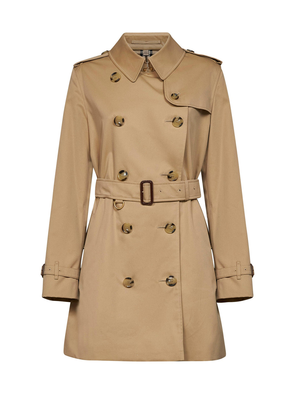 Burberry Women Honey Beige Heritage Kensington Short Trench Coat