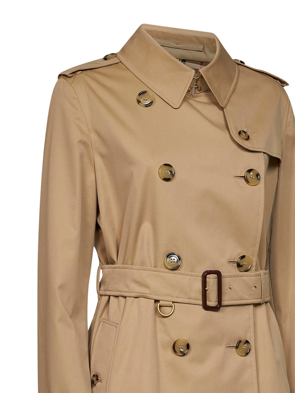 Burberry Women Honey Beige Heritage Kensington Short Trench Coat