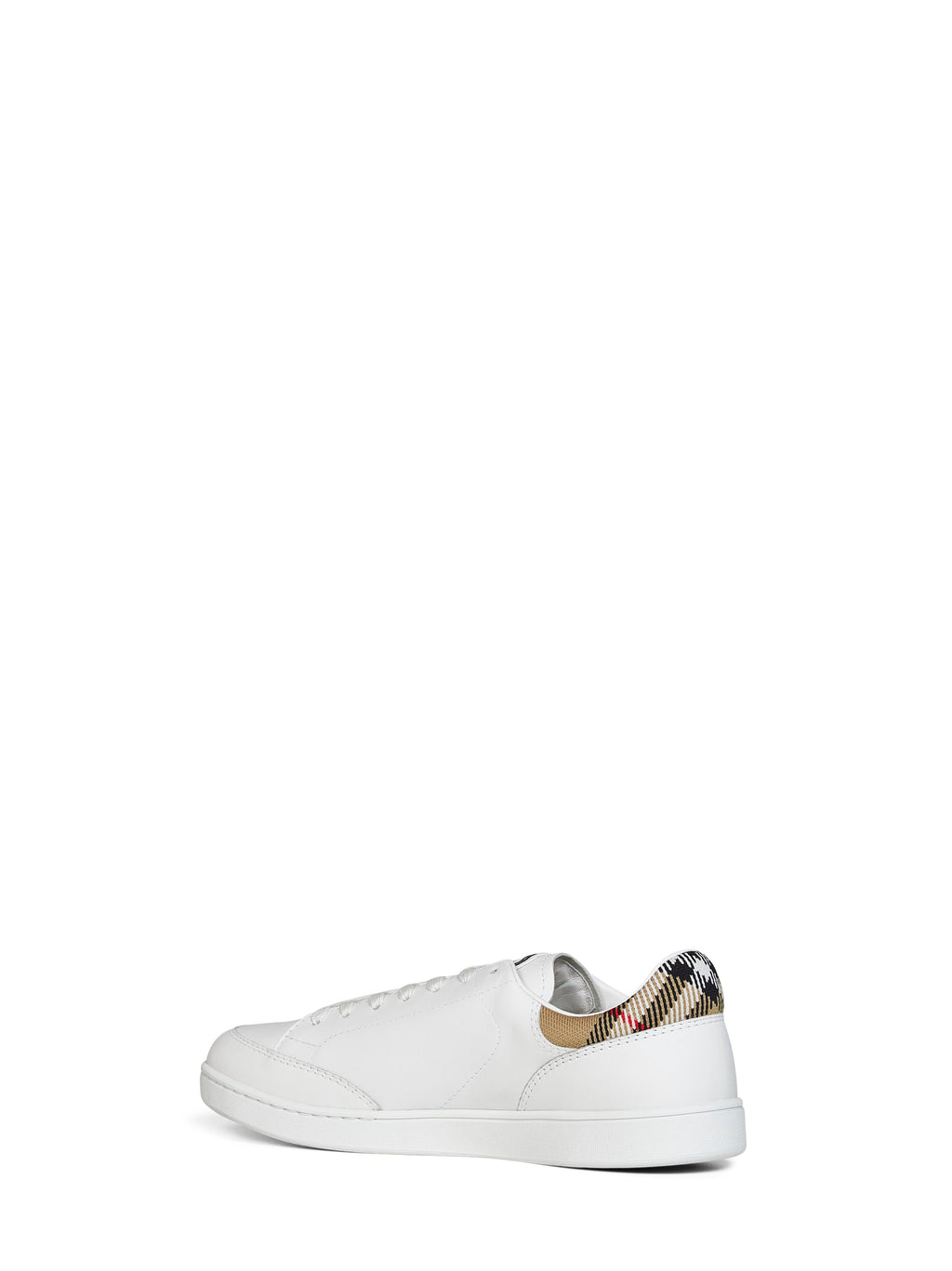 Burberry Men White Smooth Leather Set Sneakers With Check Insert