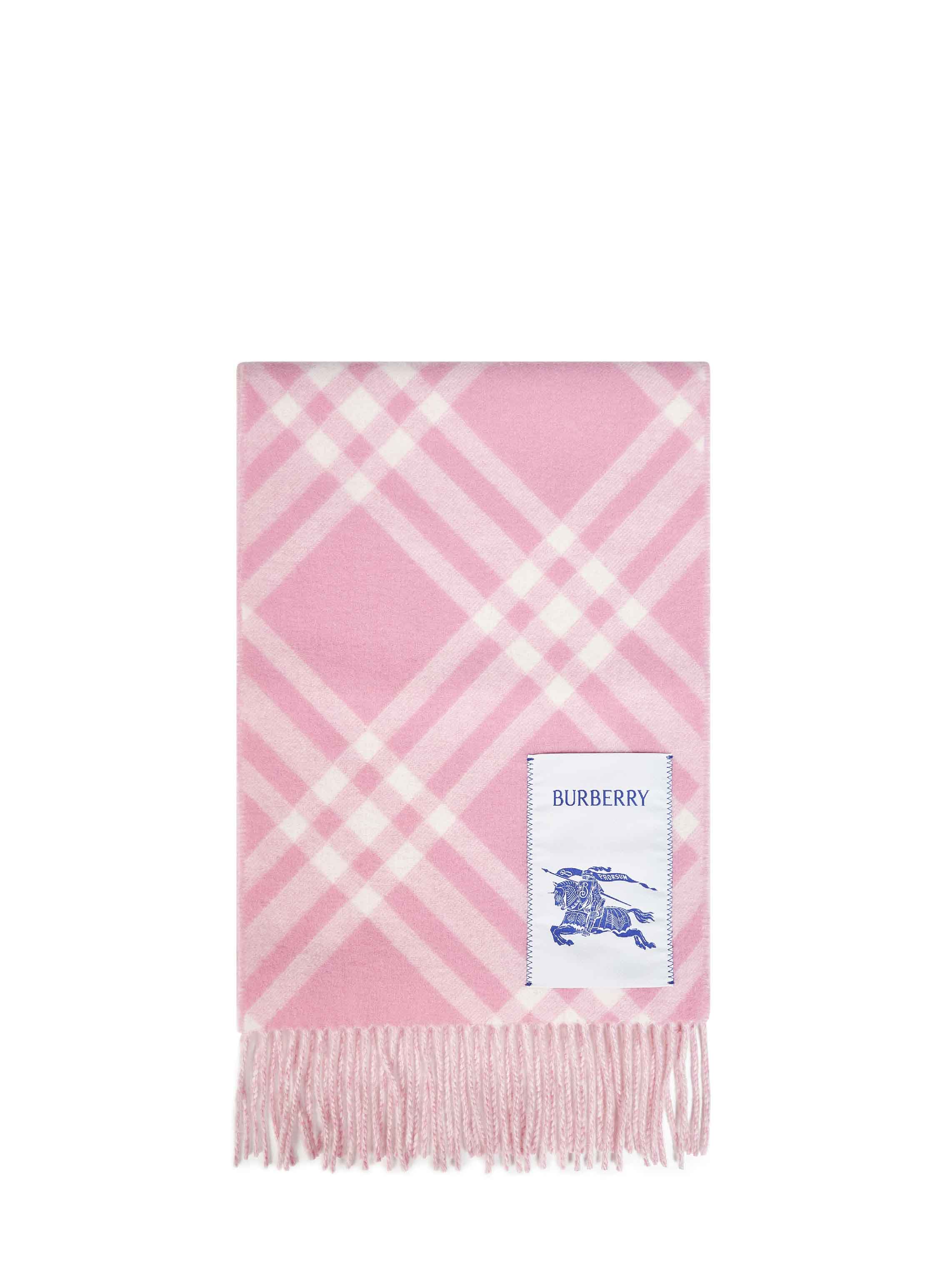 Burberry Women Sugar Pink Double-Face Check Cashmere Scarf