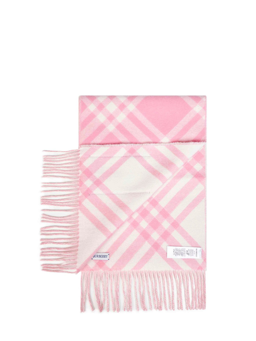 Burberry Women Sugar Pink Double-Face Check Cashmere Scarf