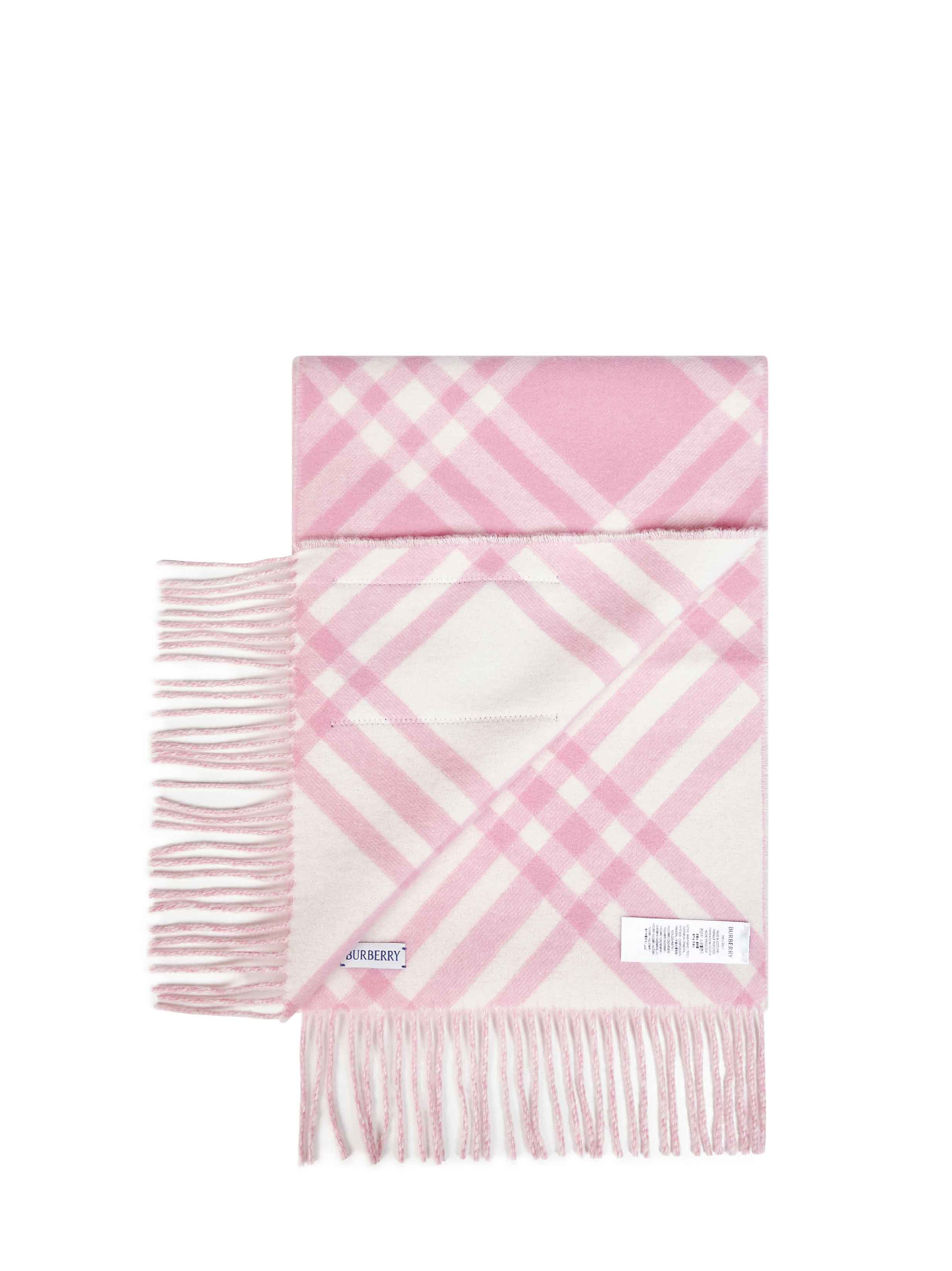Burberry Women Sugar Pink Double-Face Check Cashmere Scarf