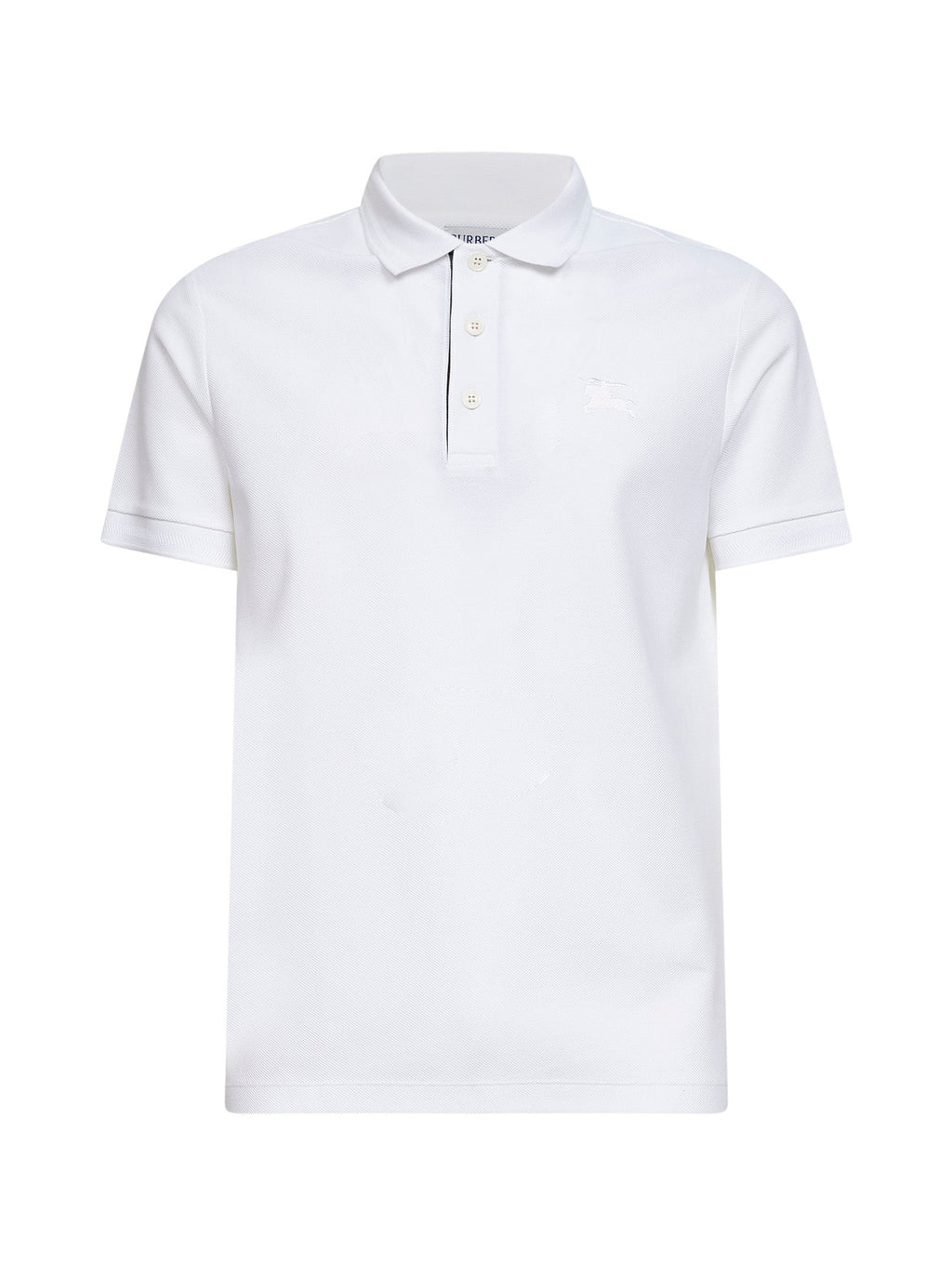 Burberry Men White Cotton Pique Polo Shirt With Ekd Embroidery