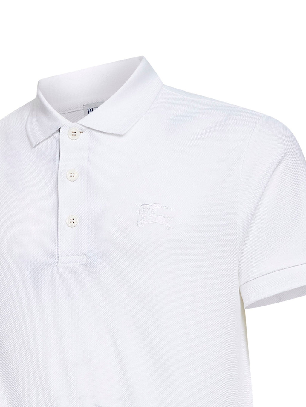 Burberry Men White Cotton Pique Polo Shirt With Ekd Embroidery