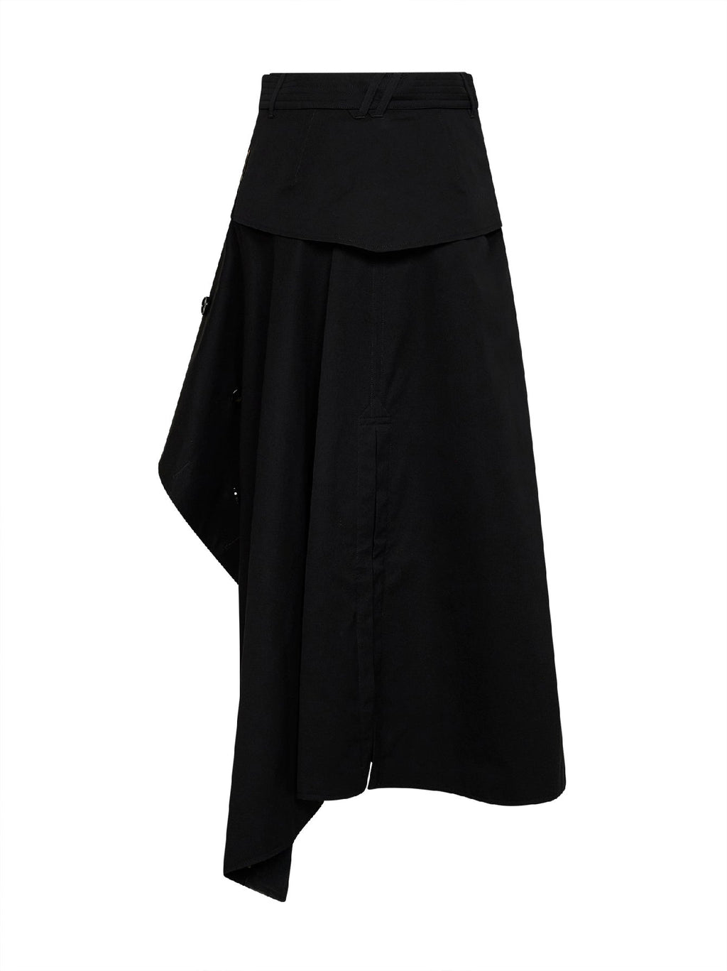 Burberry Women Black Cotton Asymmetric Belted Trench Skirt