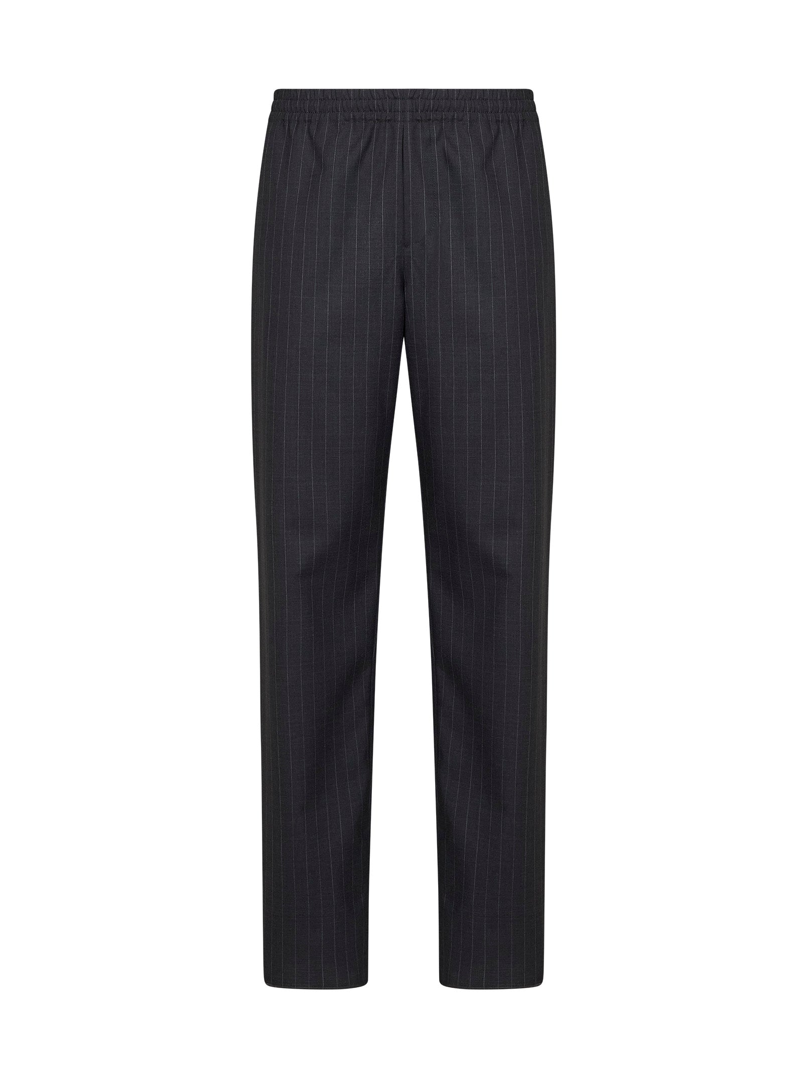 Burberry Men Iron Grey Pinstriped Wool Track Trousers