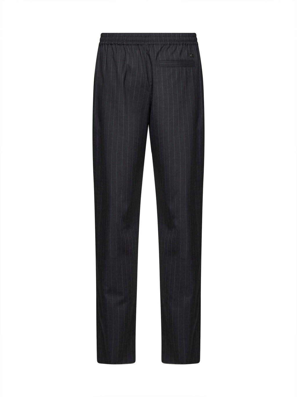 Burberry Men Iron Grey Pinstriped Wool Track Trousers