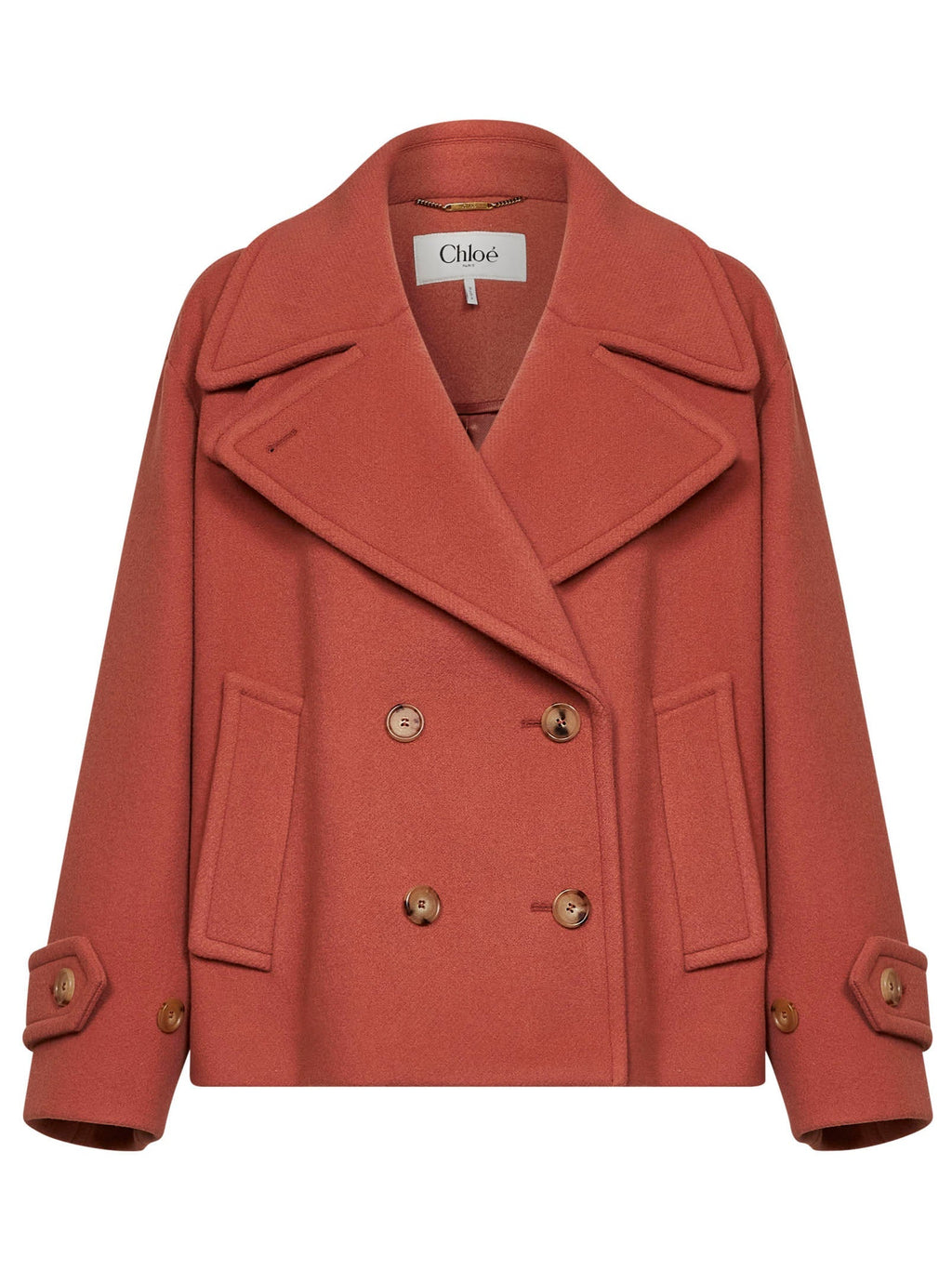 Chloé Women Cedar Pink Wool Blend Oversized Short Coat