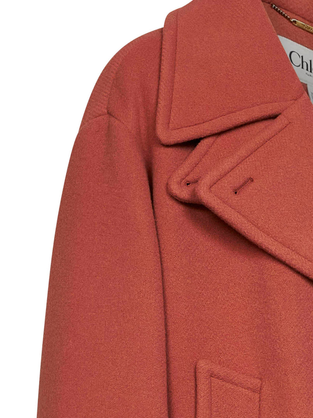 Chloé Women Cedar Pink Wool Blend Oversized Short Coat