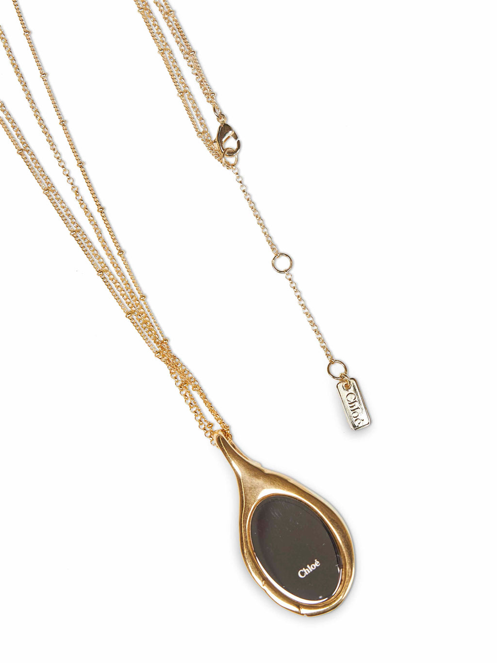 Chloé Women Gold Metal Chloé Mirror Pendant Necklace