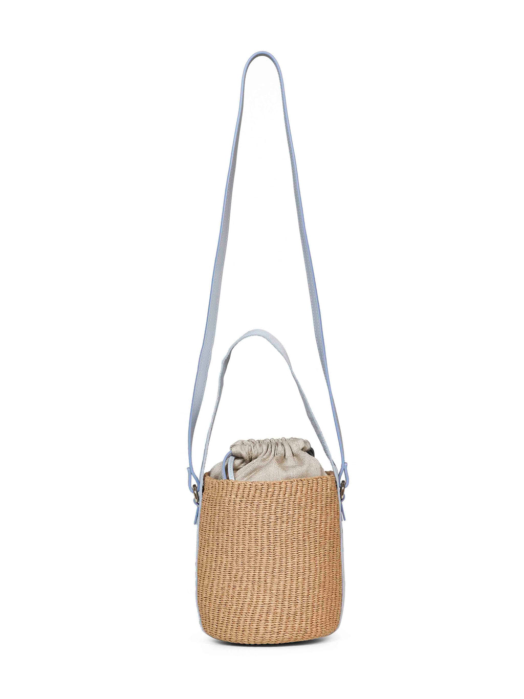 Chloé Women Greyish Blue Woody Small Basket Bag