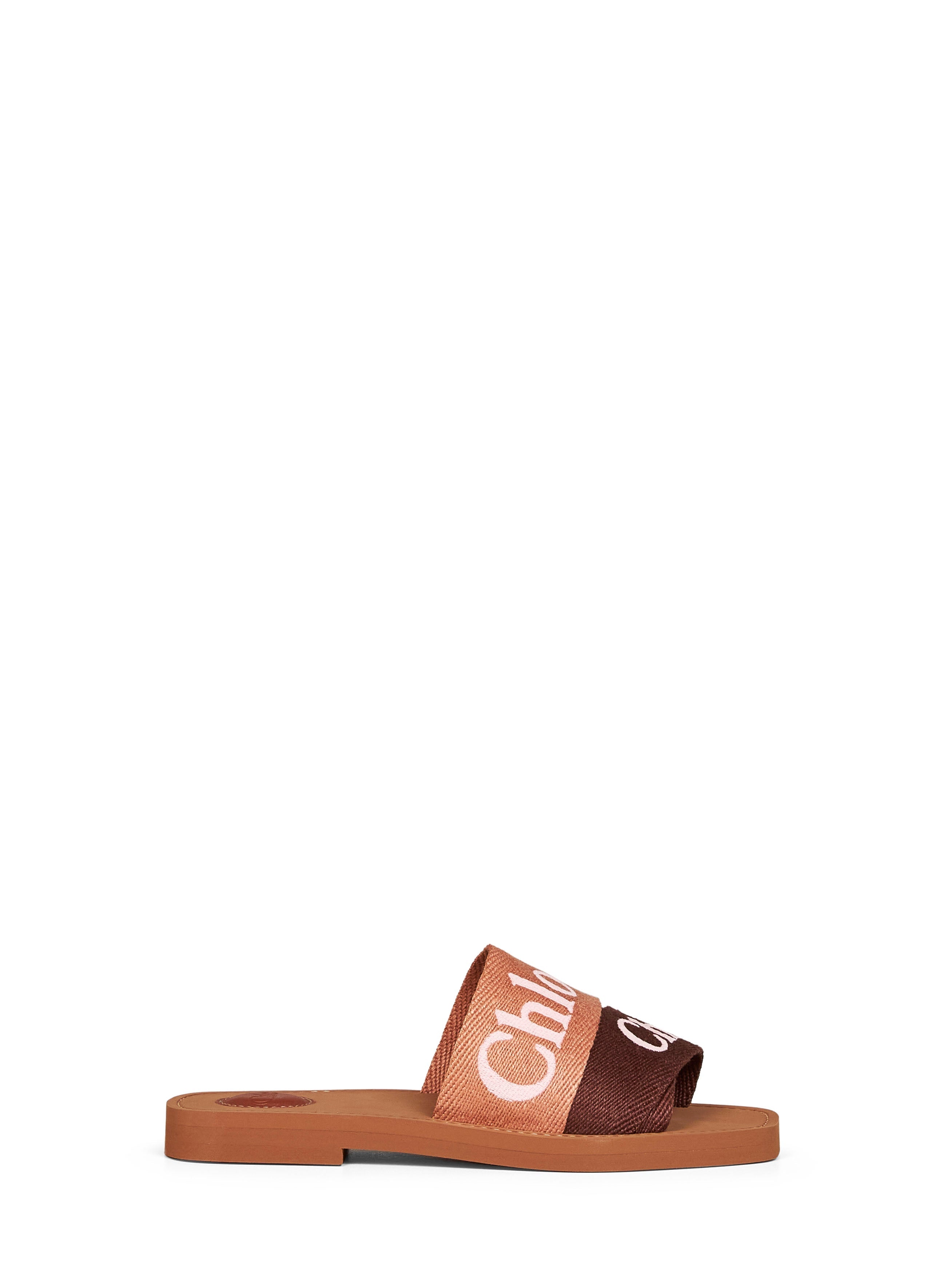 Chloé Women Coffee And Pink Woody Flat Sandals