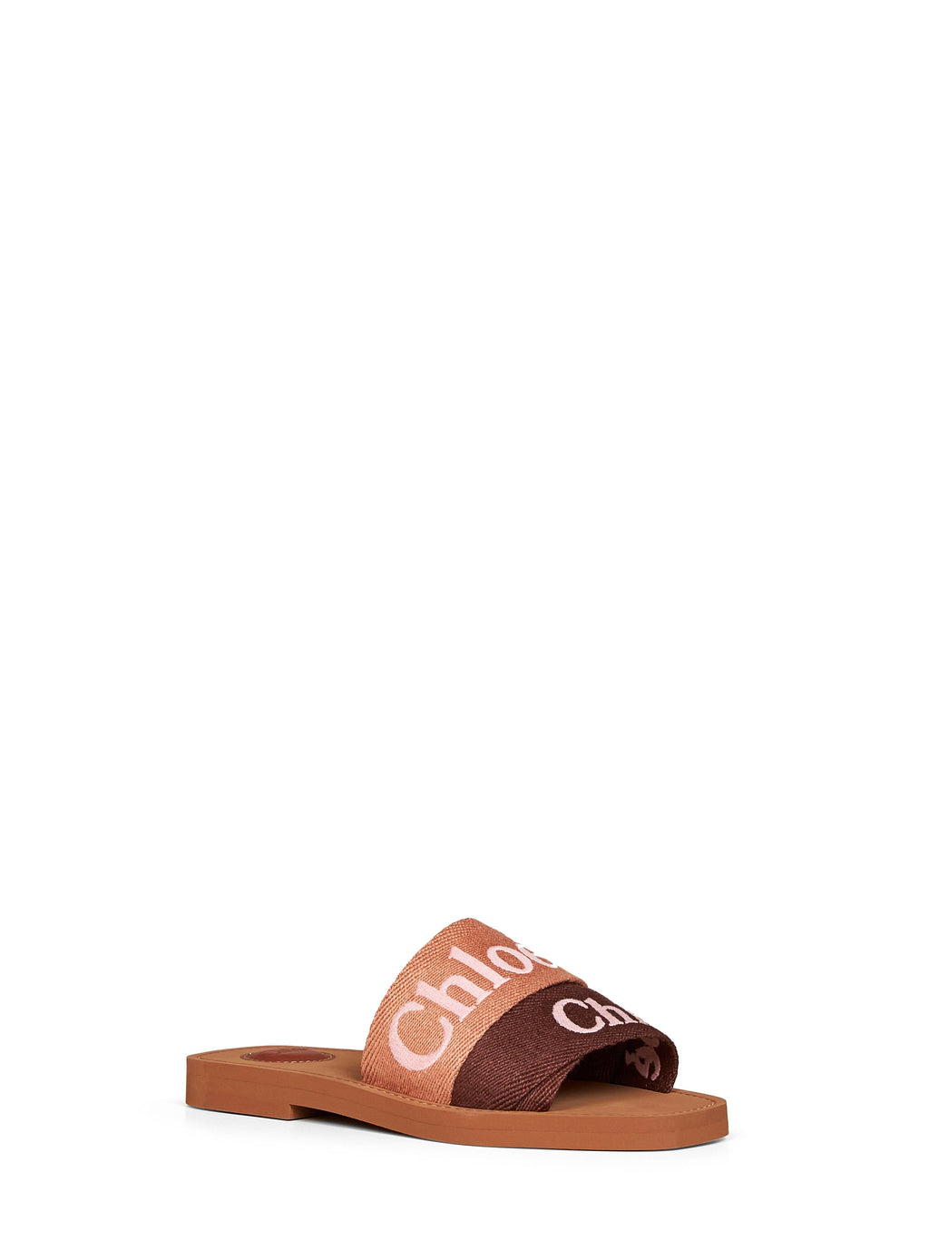 Chloé Women Coffee And Pink Woody Flat Sandals