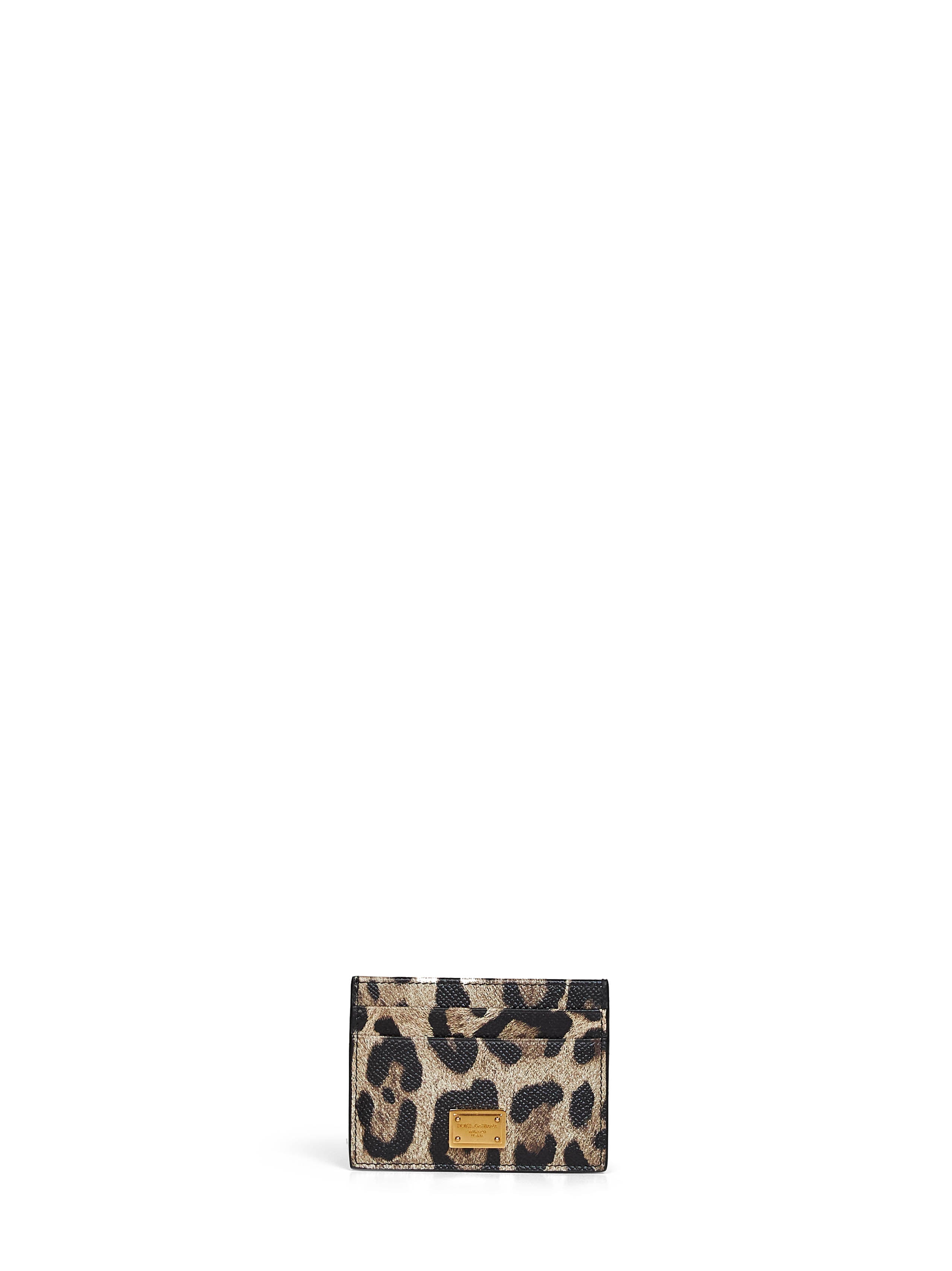Dolce & Gabbana Women Leo-Print Dauphine Card Holder With Logo Tag