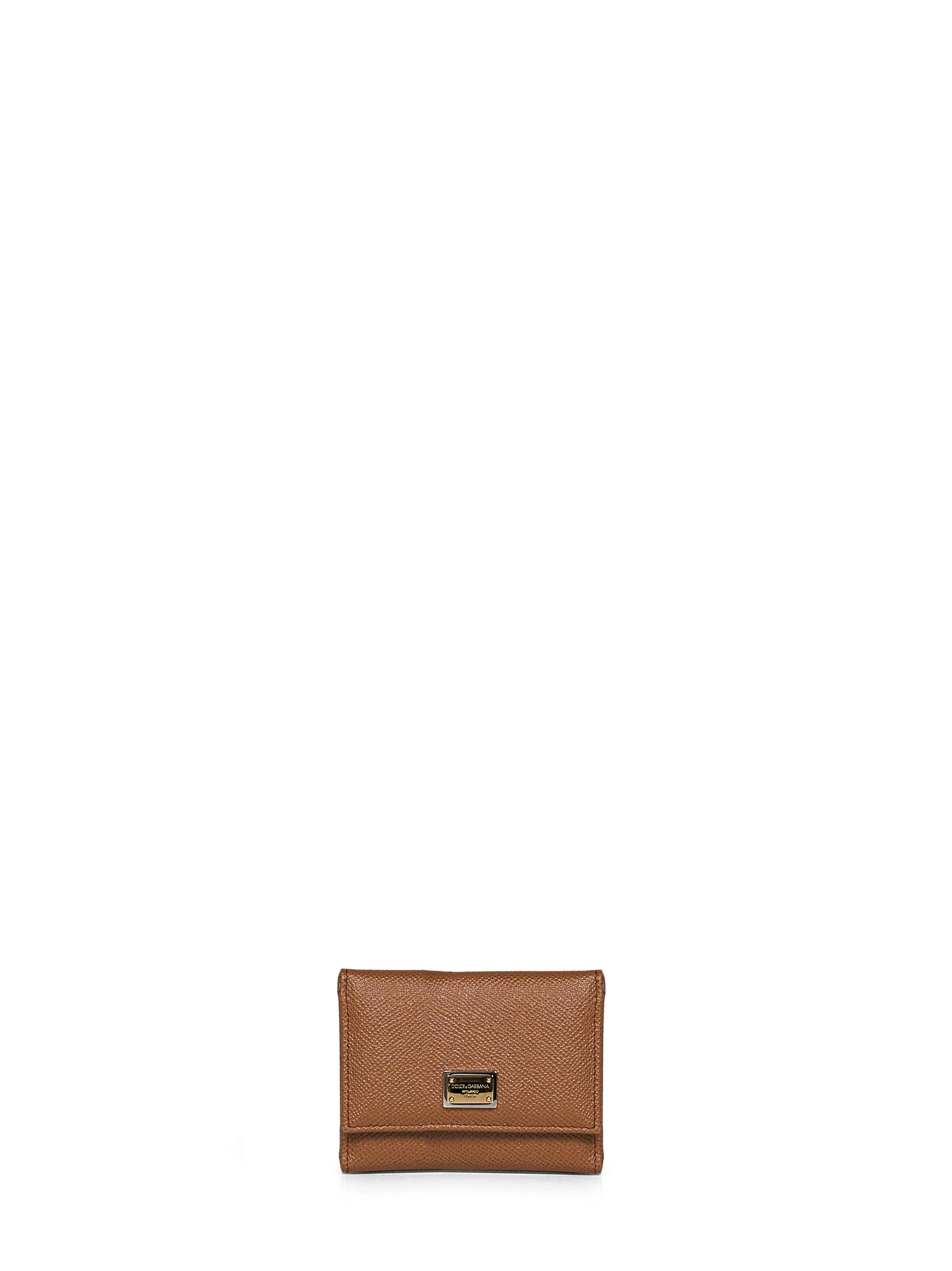Dolce & Gabbana Women Caramel Dauphine Leather French Flap Wallet
