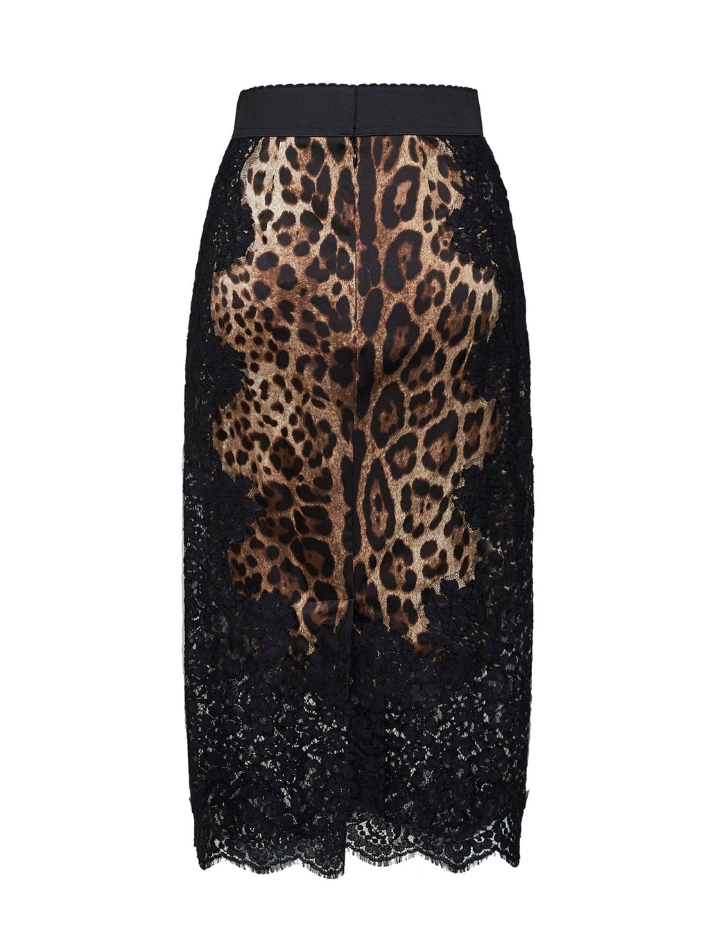 Dolce & Gabbana Women Leopard-Print Satin And Lace Pencil Midi Skirt