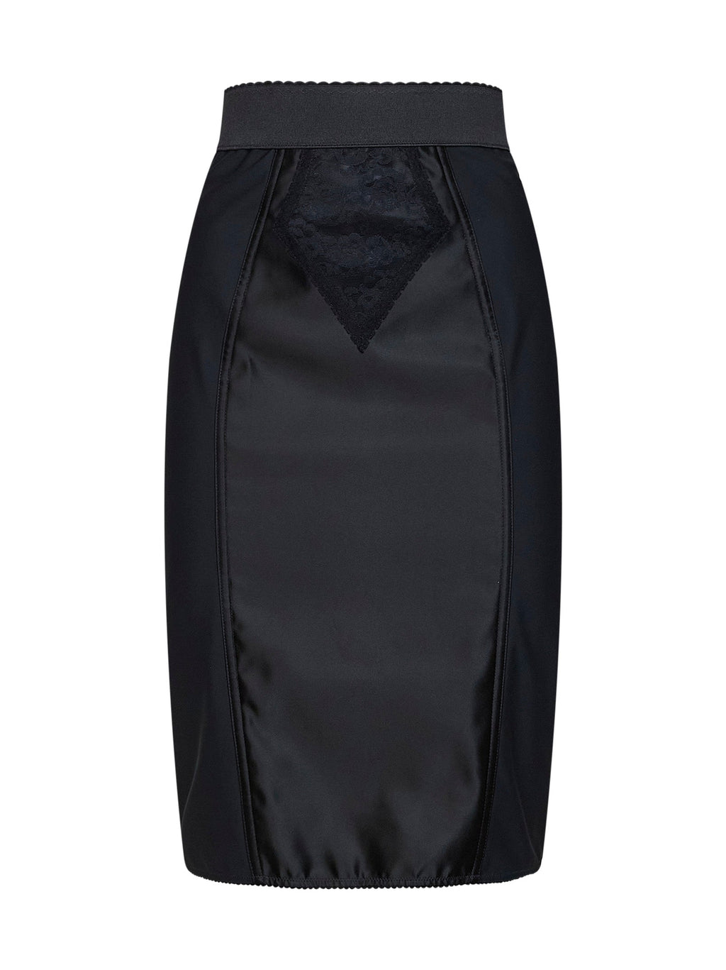 Dolce & Gabbana Women Black Satin And Lace Pencil Midi Skirt