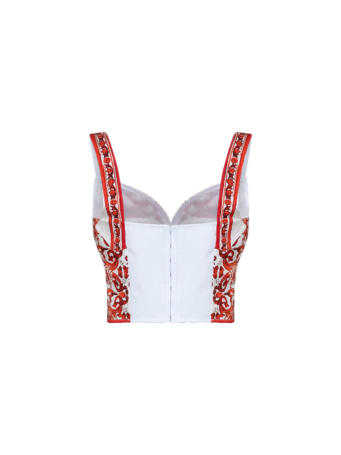 Dolce & Gabbana Women Orange Maiolica-Print Charmeuse Bustier Top