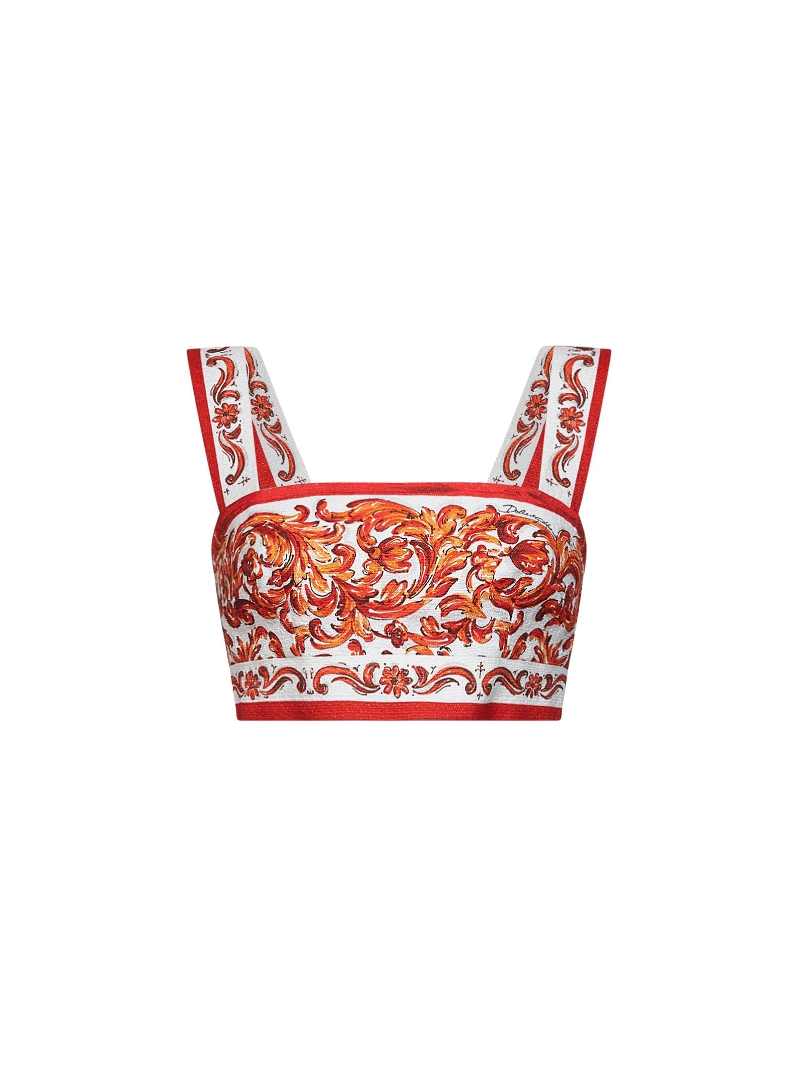 Dolce & Gabbana Women Orange Maiolica-Print Mat Bralette Top